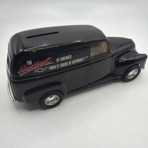 VINTAGE ERTL Chevrolet 1950 Panel Truck Bank Heartbeat of America Black 1:25